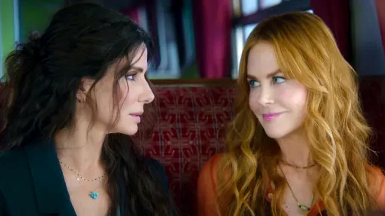 As atrizes Sandra Bullock e Nicole Kidman caracterizadas como as irmãs Sally e Gillian Owens no filme Da Magia à Sedução 2